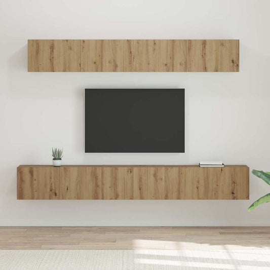 TV Szekrény Szett Falra szerelhető 5 pcs kézműves tölgy Faanyag