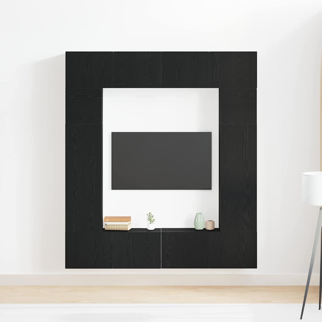 TV szekrény 8 pcs Fekete 80 x 30 x 30 cm Faanyag