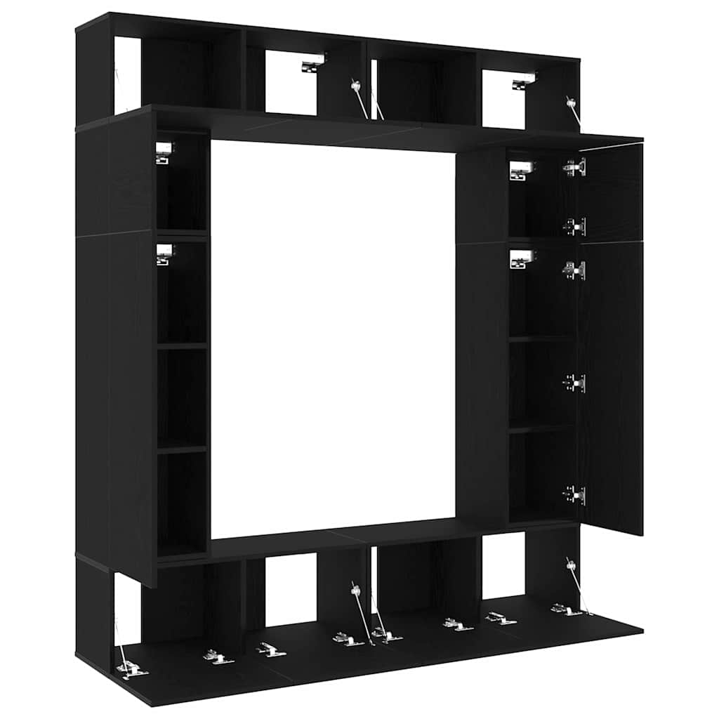 TV szekrény 8 pcs Fekete 80 x 30 x 30 cm Faanyag