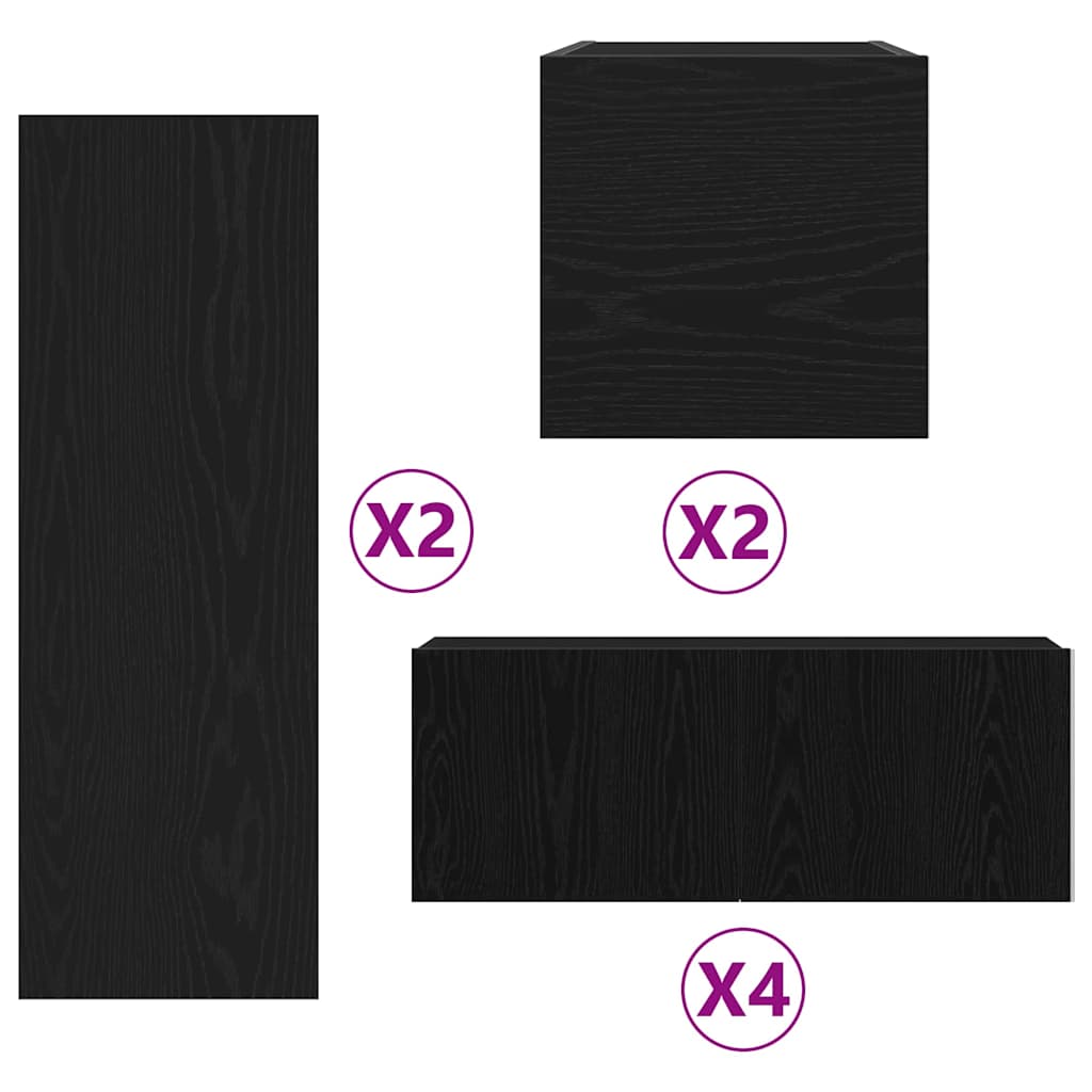 TV szekrény 8 pcs Fekete 80 x 30 x 30 cm Faanyag