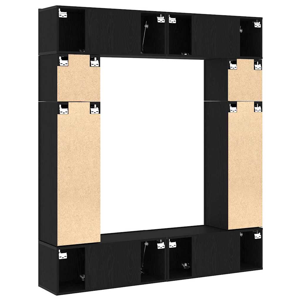 TV szekrény 8 pcs Fekete 80 x 30 x 30 cm Faanyag