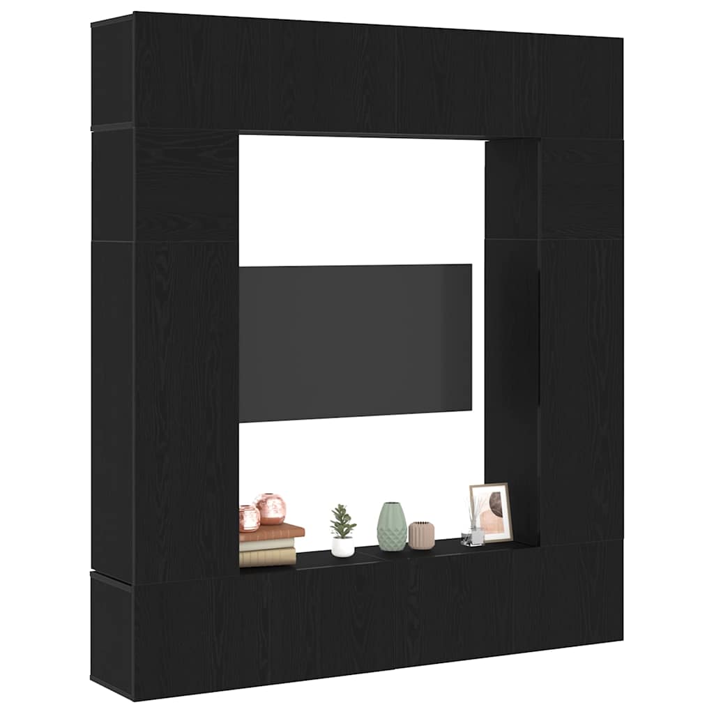 TV szekrény 8 pcs Fekete 80 x 30 x 30 cm Faanyag