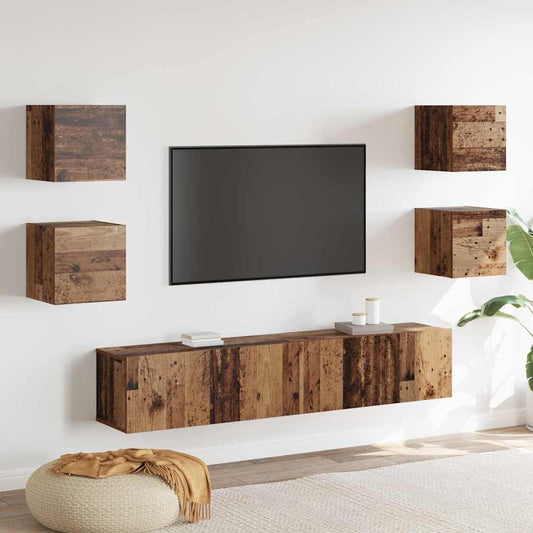 TV szekrény 6 pcs Barna 160 x 30 x 30 cm Faanyag