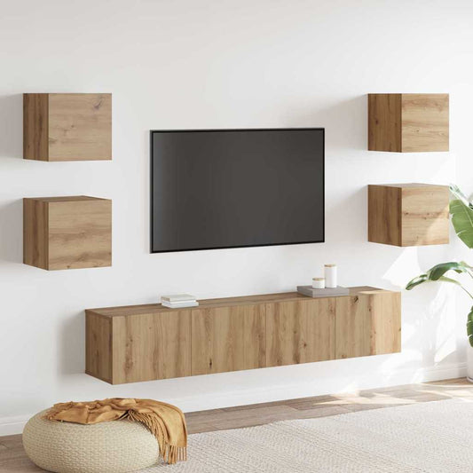 TV szekrény 6 pcs Barna 160 x 30 x 30 cm Faanyag