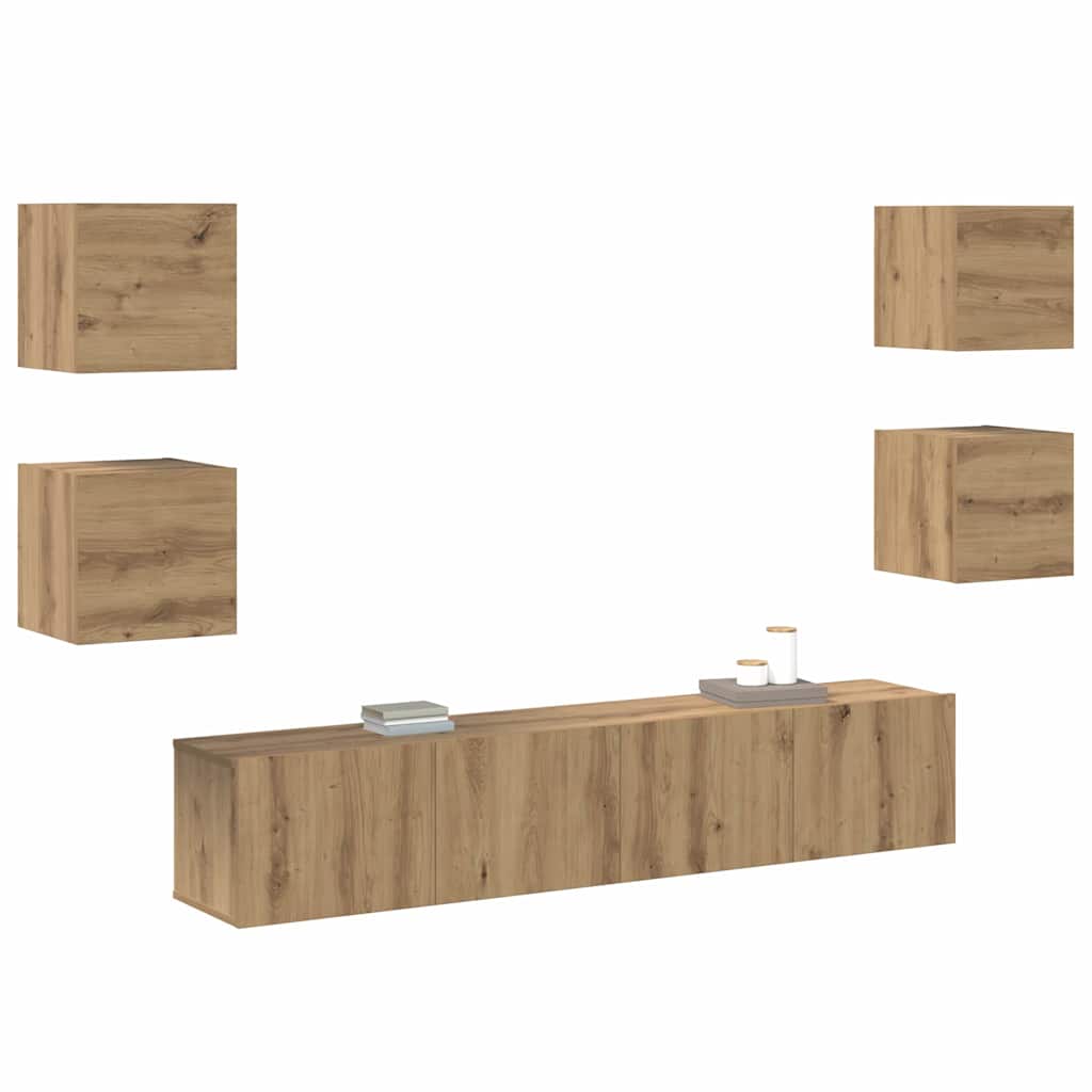 TV szekrény 6 pcs Barna 160 x 30 x 30 cm Faanyag