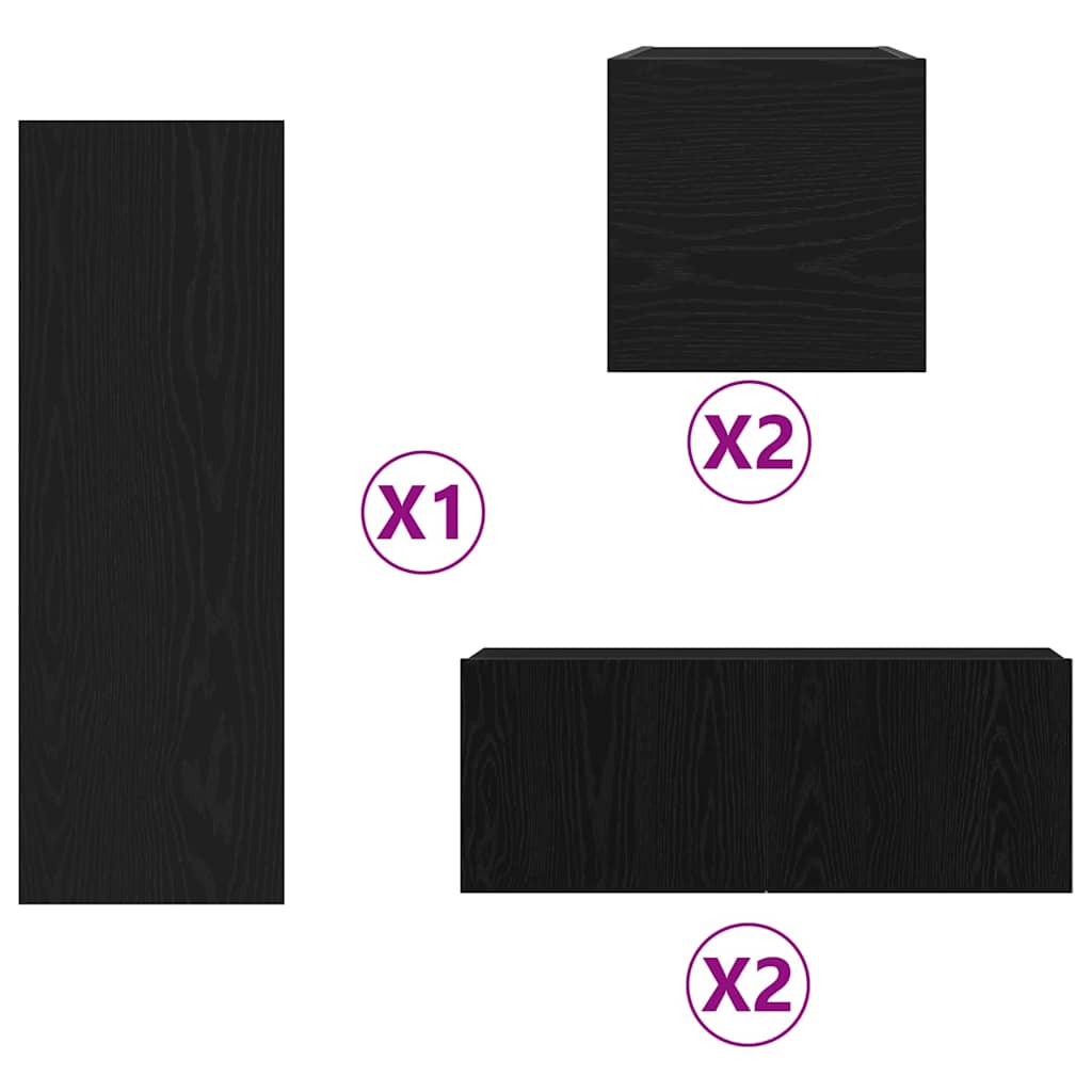TV Szekrény Készlet 6 pcs Musta tammi 160 x 30 x 30.5 cm