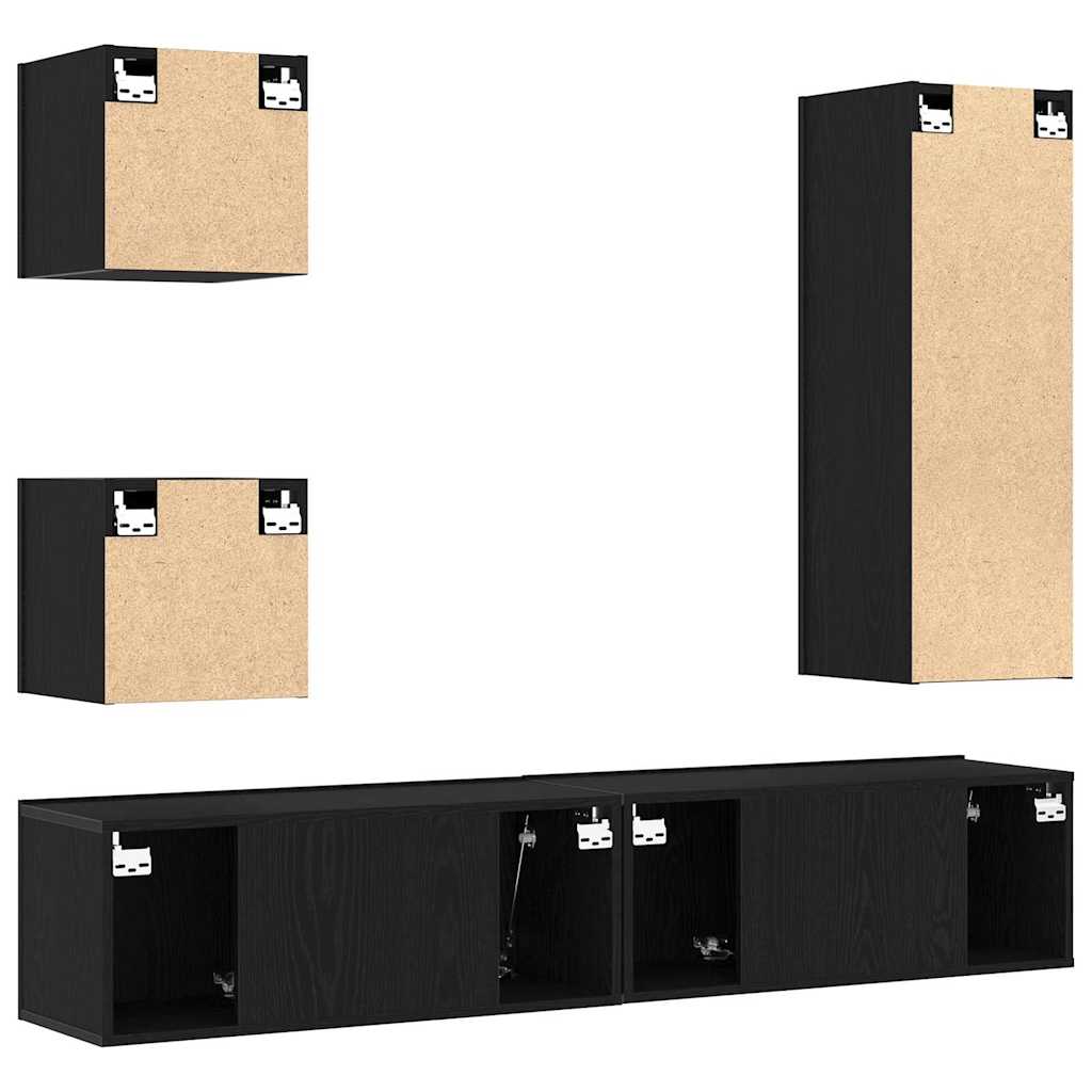 TV Szekrény Készlet 6 pcs Musta tammi 160 x 30 x 30.5 cm