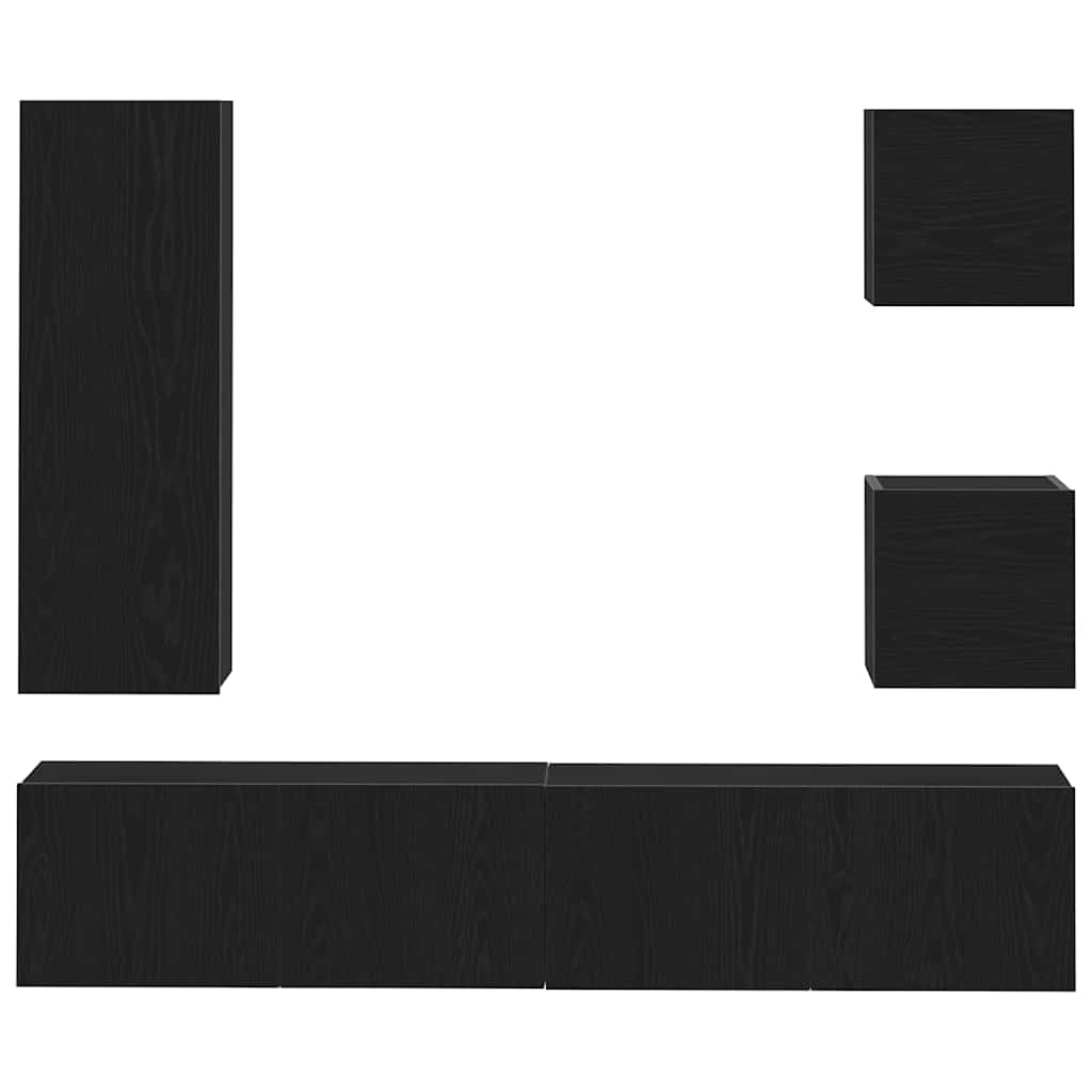 TV Szekrény Készlet 6 pcs Musta tammi 160 x 30 x 30.5 cm
