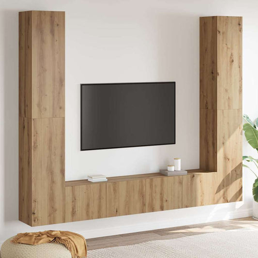 TV szekrény 6 pcs Barna 221 x 30 x 180 cm Faanyag