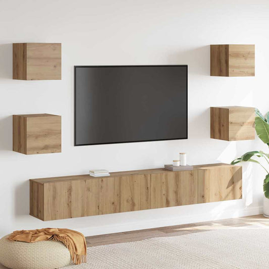 TV szekrény 6 pcs Barna 200 x 30 x 30 cm Faanyag