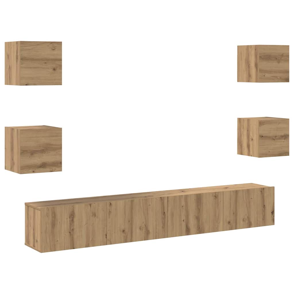 TV szekrény 6 pcs Barna 200 x 30 x 30 cm Faanyag