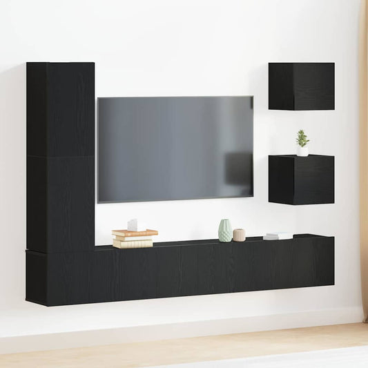 TV Szekrény Készlet 6 pcs Musta tammi 160 x 30 x 30.5 cm