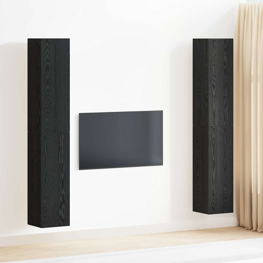 TV Szekrény Szett 4 pcs Musta tammi 30.5 x 30 x 90 cm Faanyag