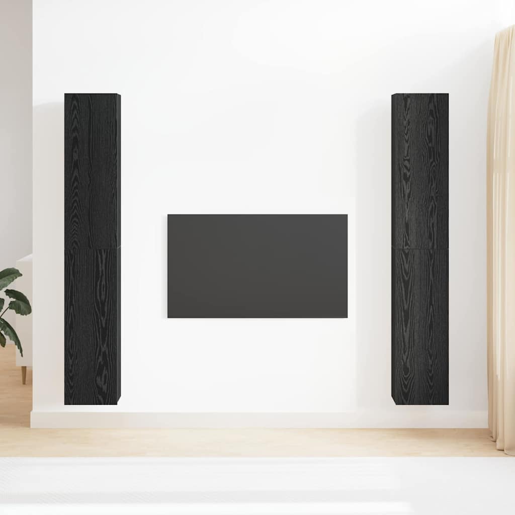 TV Szekrény Szett 4 pcs Musta tammi 30.5 x 30 x 90 cm Faanyag