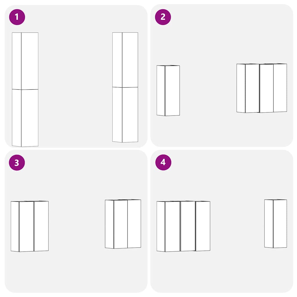 TV Szekrény Szett 4 pcs Musta tammi 30.5 x 30 x 90 cm Faanyag