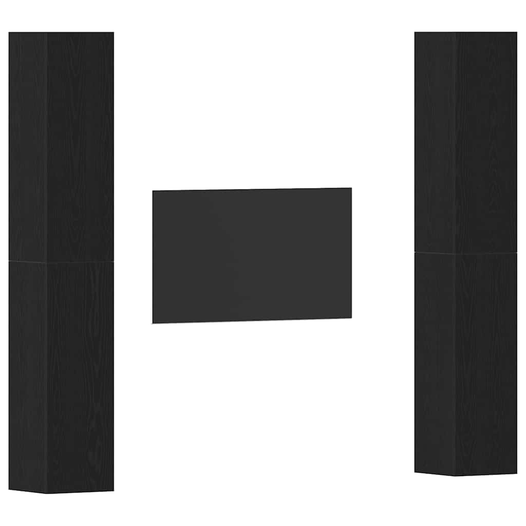 TV Szekrény Szett 4 pcs Musta tammi 30.5 x 30 x 90 cm Faanyag