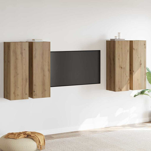 TV Szekrény Szett 4 pcs kézműves tölgy 30.5 x 30 x 90 cm