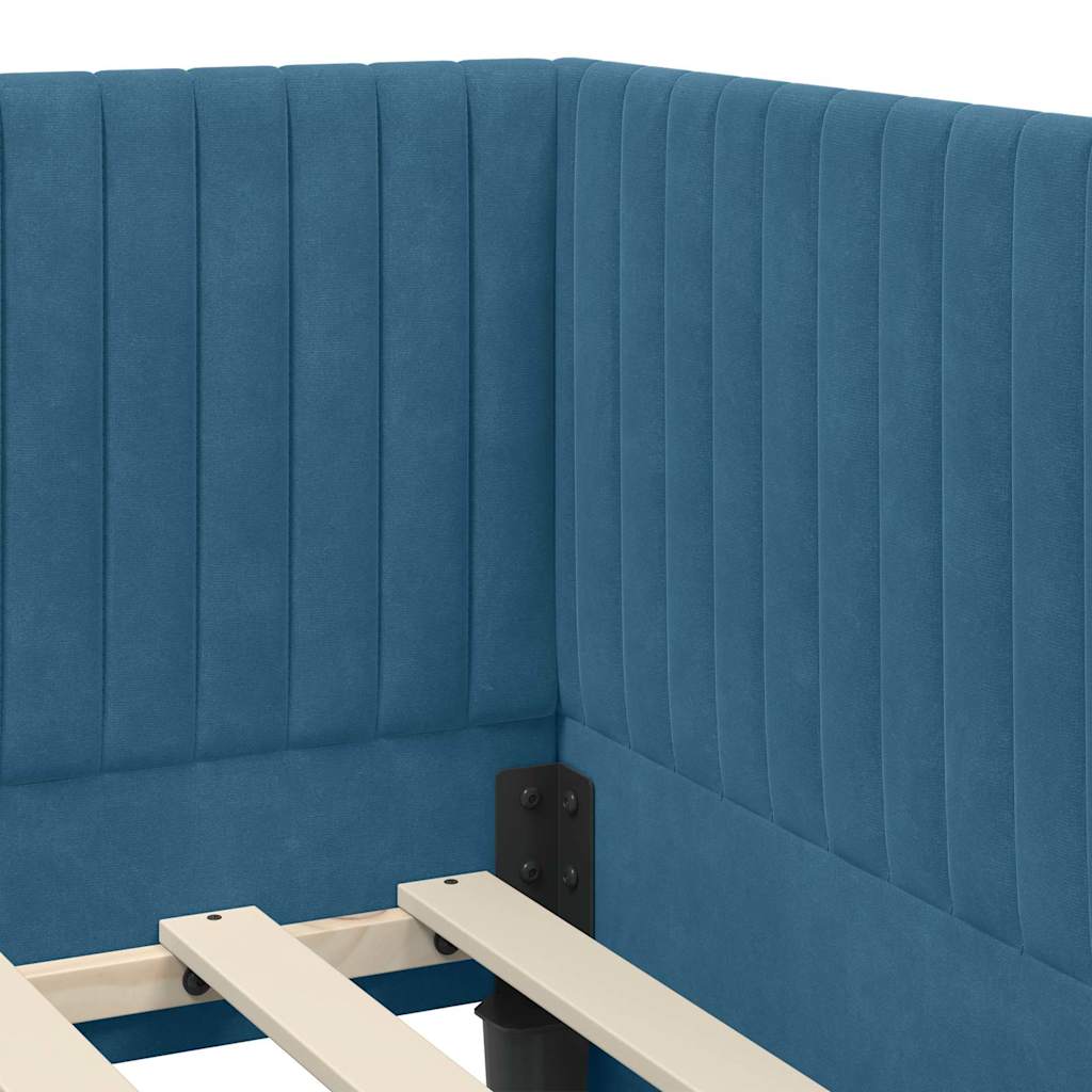 Sarokágy keret fejtámlával Kék 80 x 200 cm Bársony