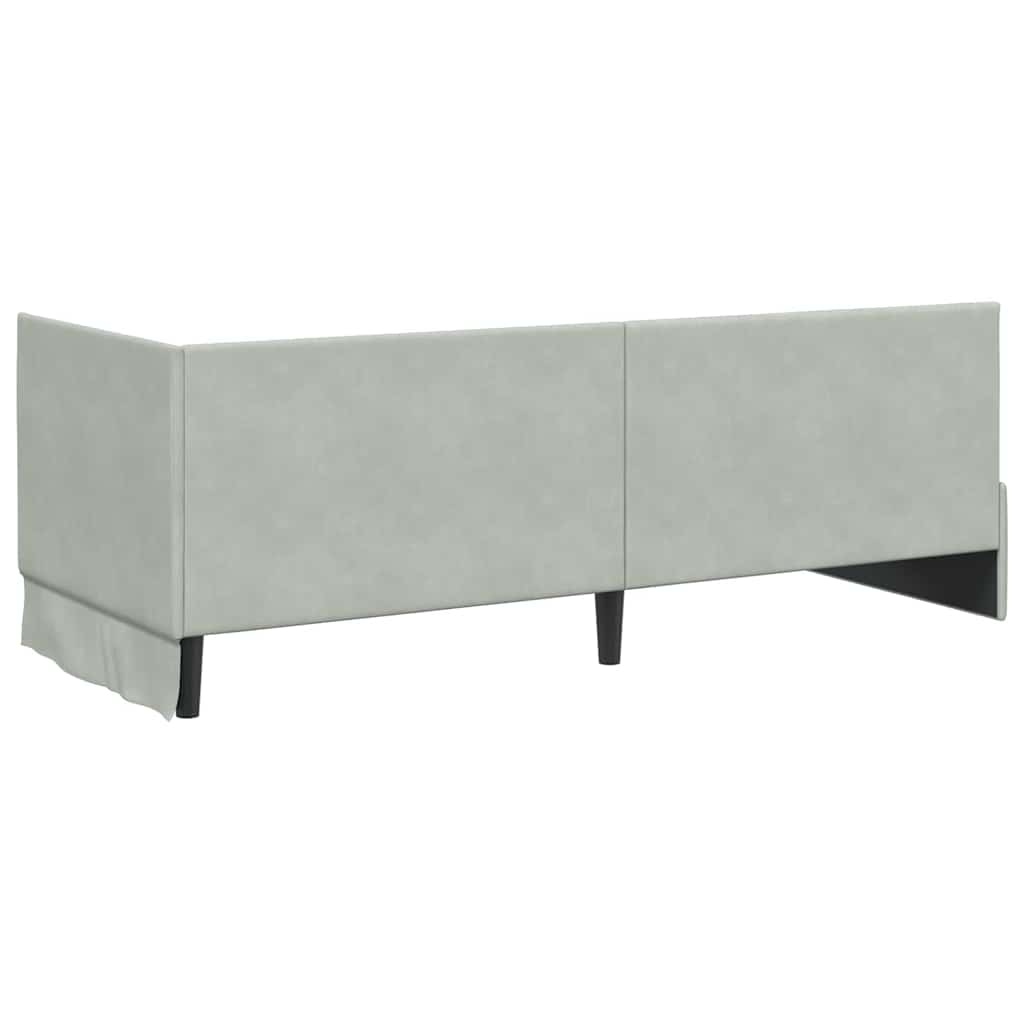 Sarokágy keret fejtámlával Világosszürke 80 x 200 cm Bársony