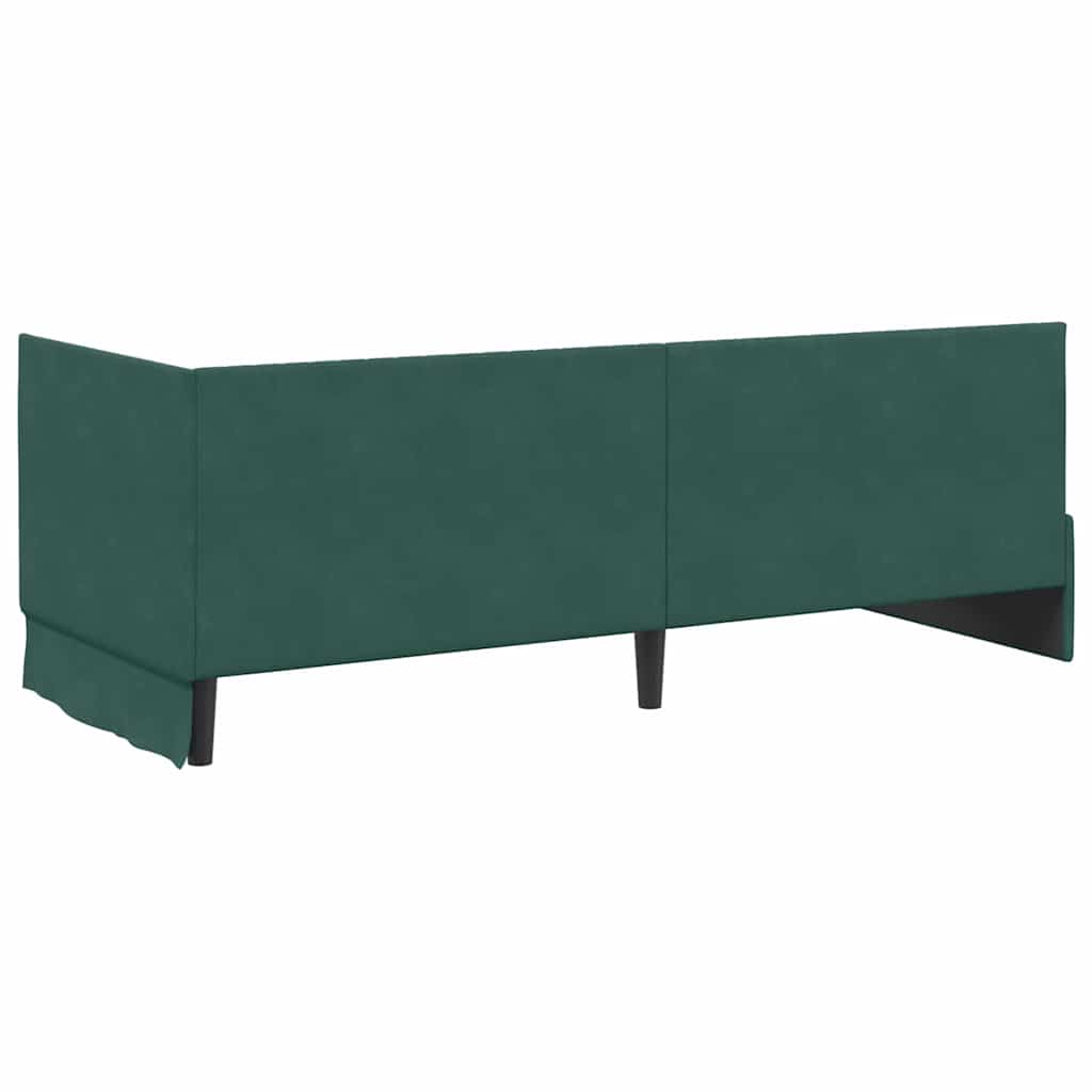 Sarokágy keret fejtámlával Sötétzöld 80 x 200 cm Bársony