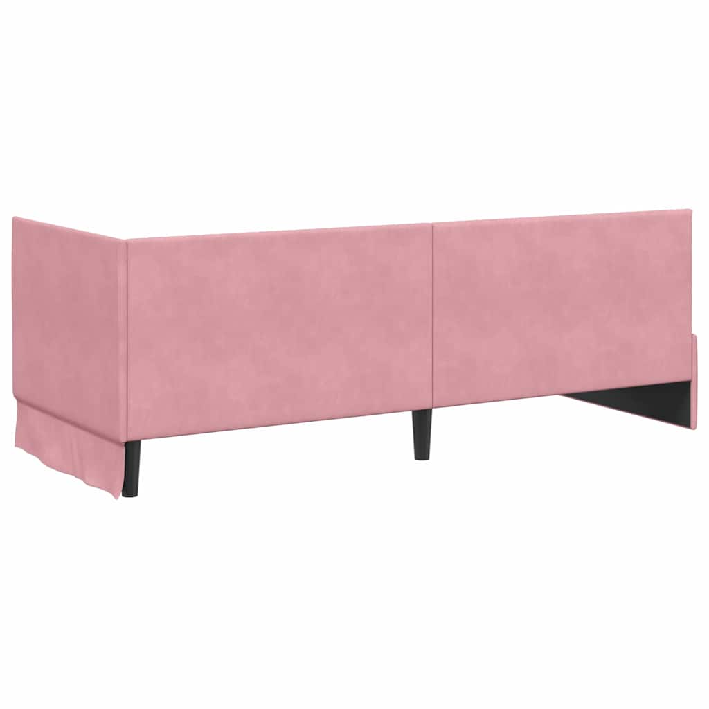 Sarokágy keret fejtámlával Rózsaszín 80 x 200 cm Bársony