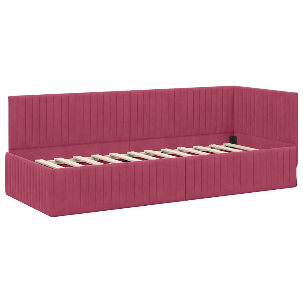 Sarokágy keret fejtámlával bordó 80 x 200 cm Bársony