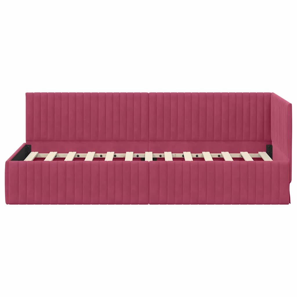 Sarokágy keret fejtámlával bordó 80 x 200 cm Bársony