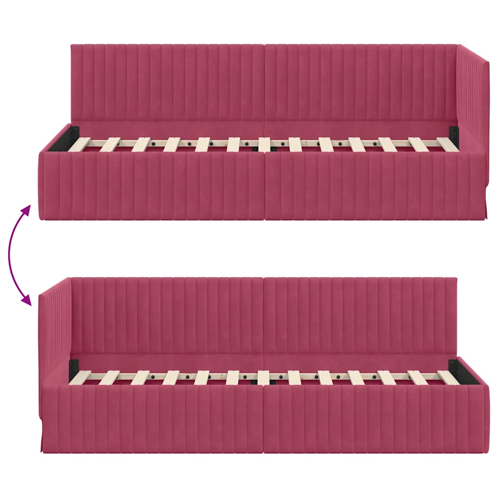 Sarokágy keret fejtámlával bordó 80 x 200 cm Bársony
