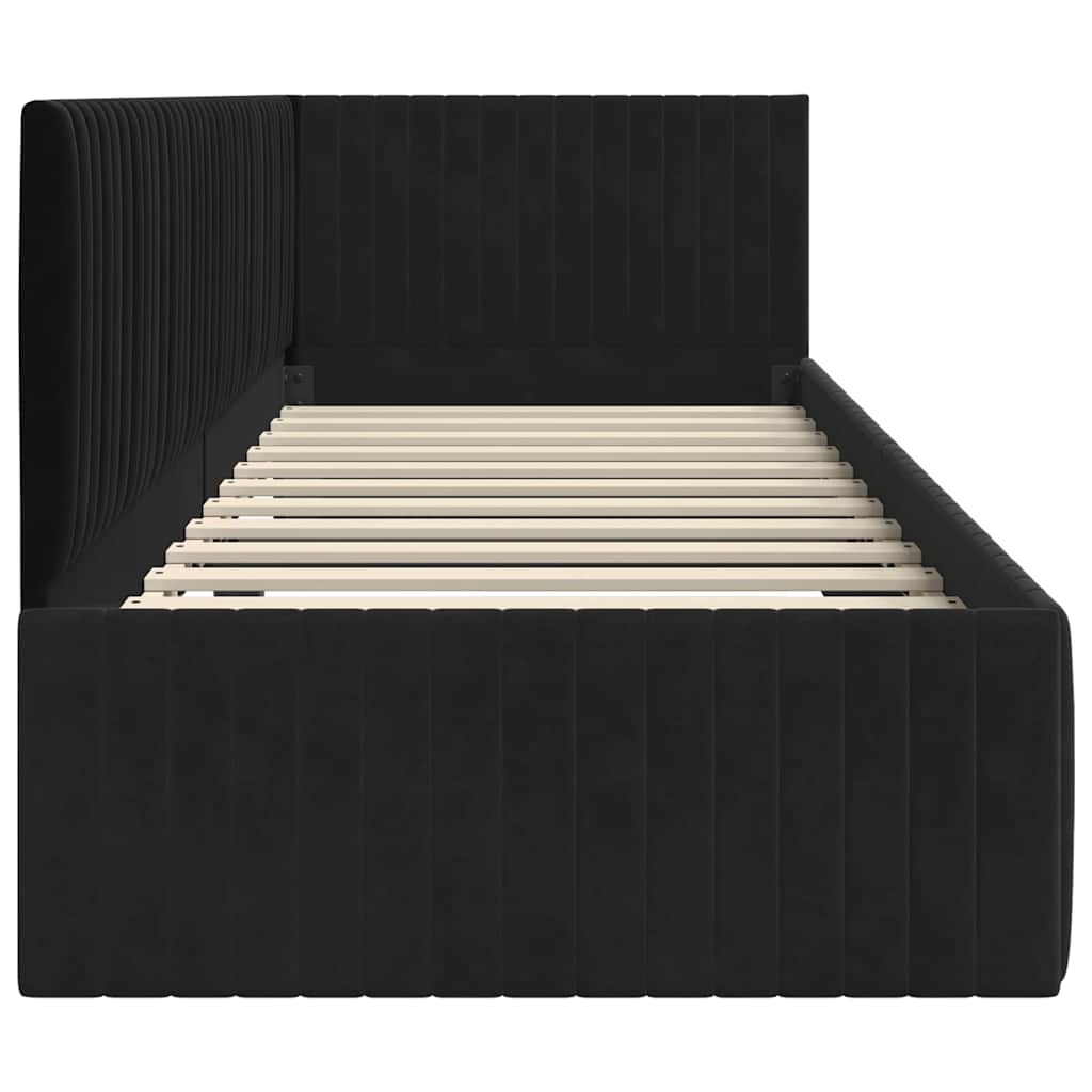 Sarokágy keret fejtámlával Fekete 80 x 200 cm Bársony