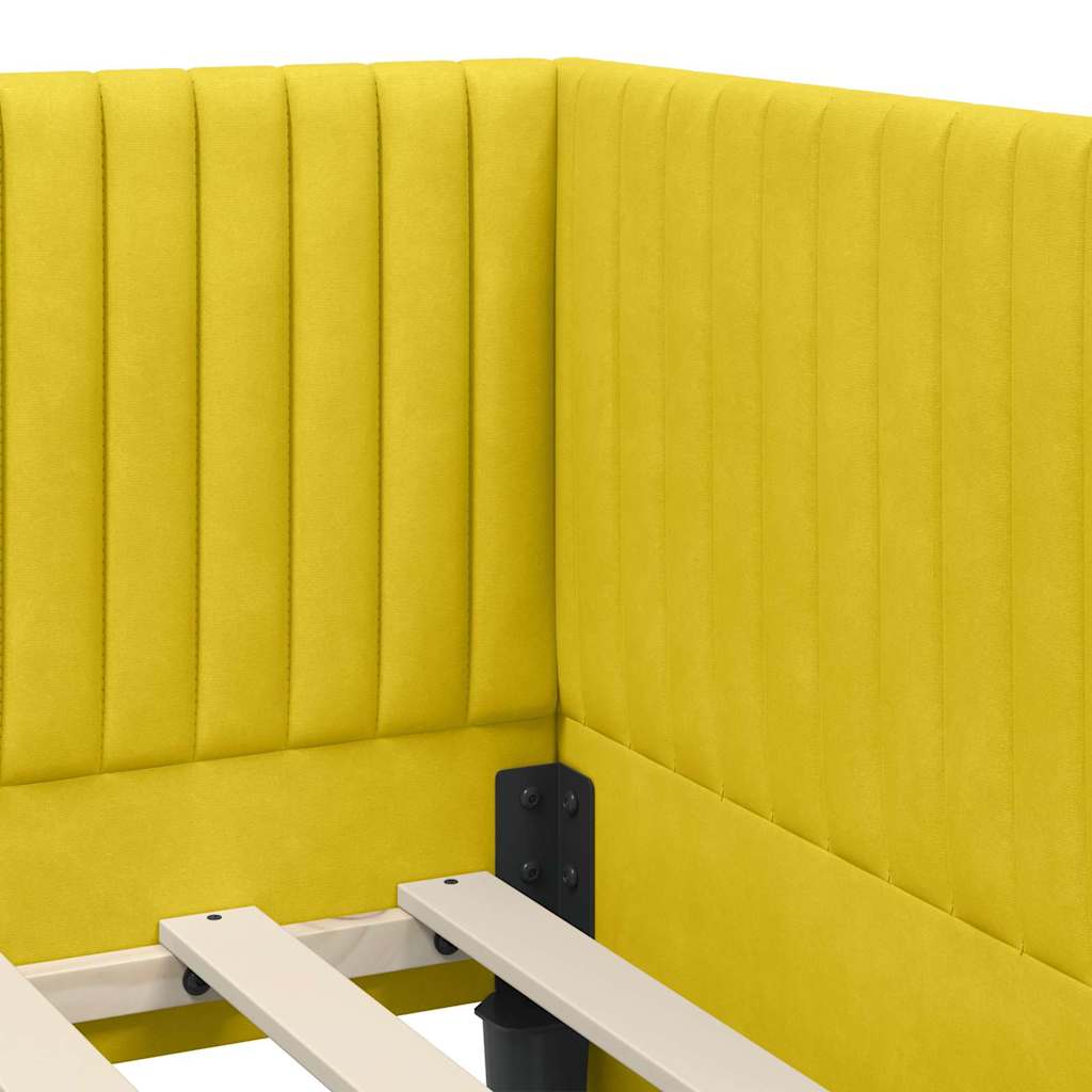 Sarokágy keret fejtámlával Sárga 80 x 200 cm Bársony