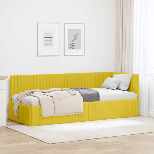 Sarokágy keret fejtámlával Sárga 80 x 200 cm Bársony