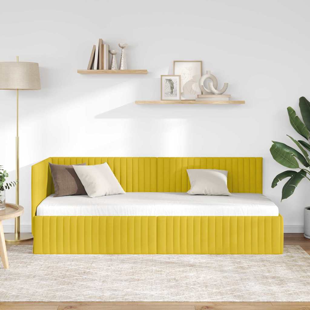 Sarokágy keret fejtámlával Sárga 80 x 200 cm Bársony
