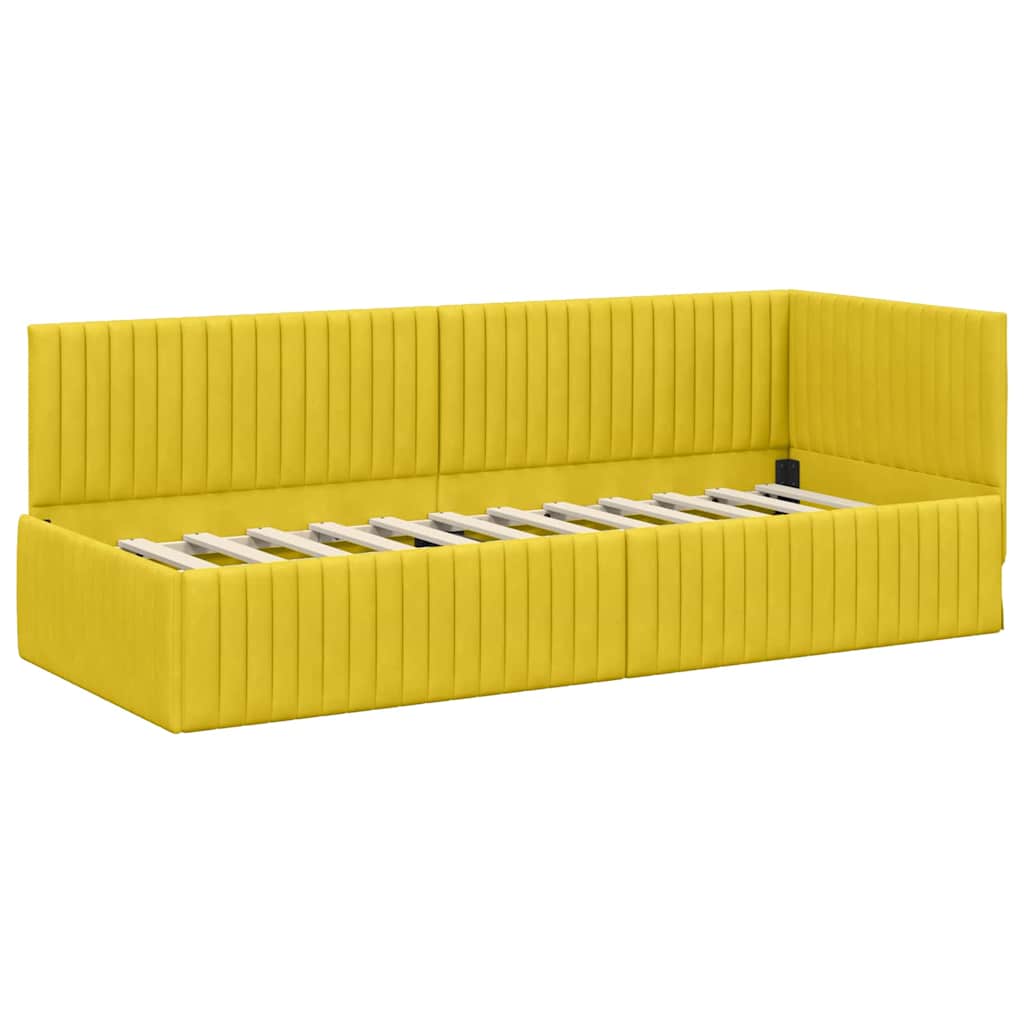 Sarokágy keret fejtámlával Sárga 80 x 200 cm Bársony