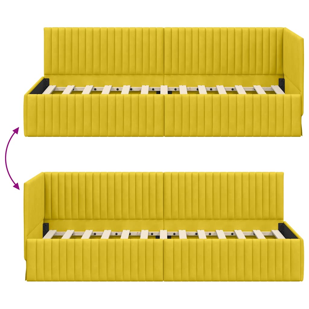 Sarokágy keret fejtámlával Sárga 80 x 200 cm Bársony