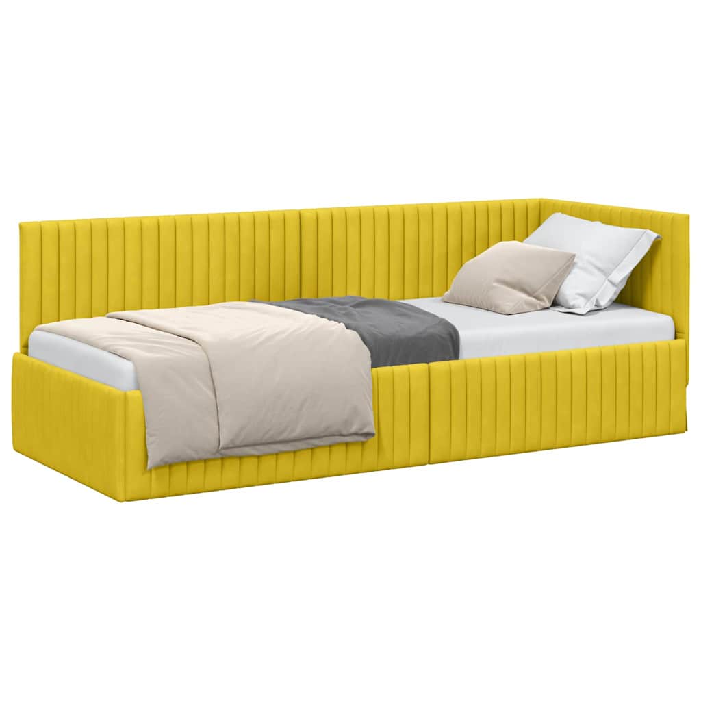 Sarokágy keret fejtámlával Sárga 80 x 200 cm Bársony