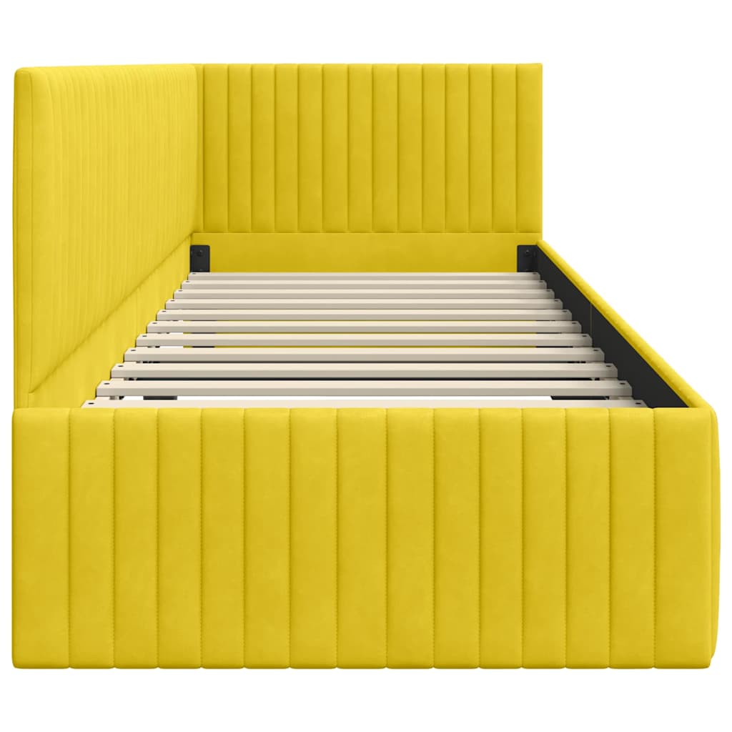 Sarokágy keret fejtámlával Sárga 80 x 200 cm Bársony