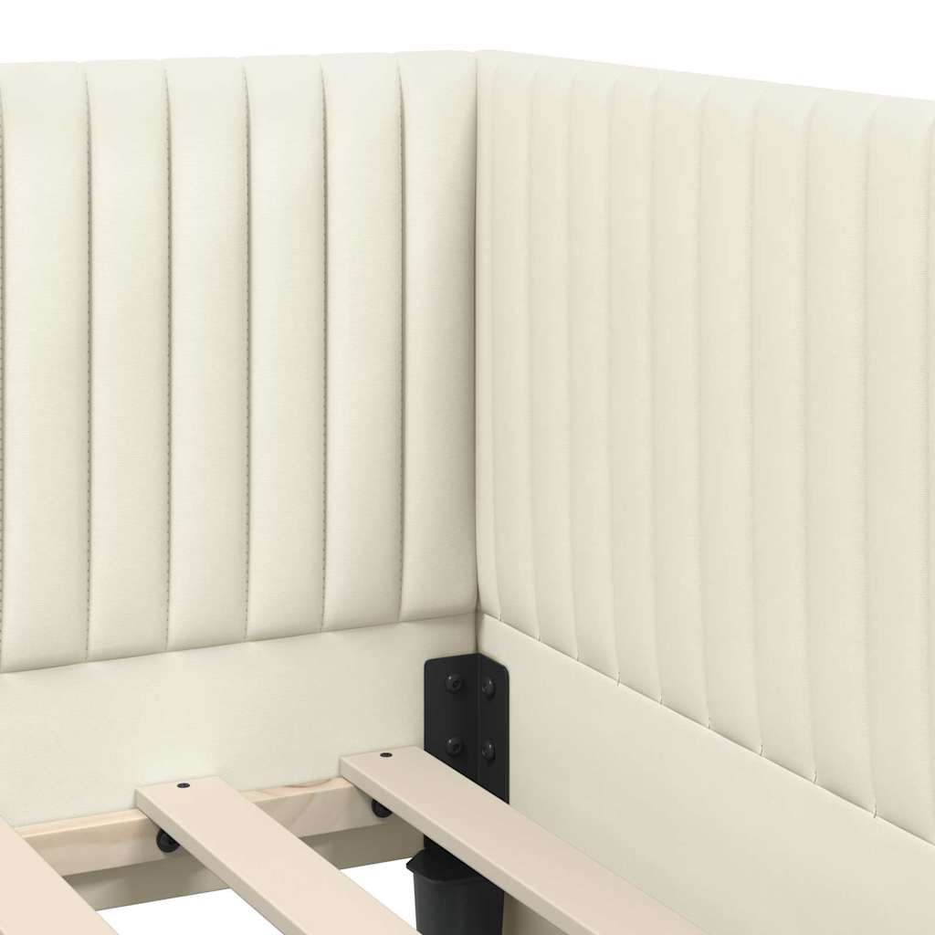 Sarokágy keret fejtámlával Krém 80 x 200 cm Bársony