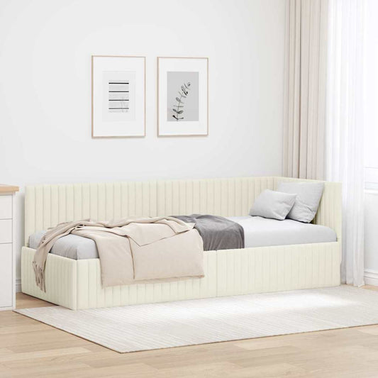 Sarokágy keret fejtámlával Krém 80 x 200 cm Bársony
