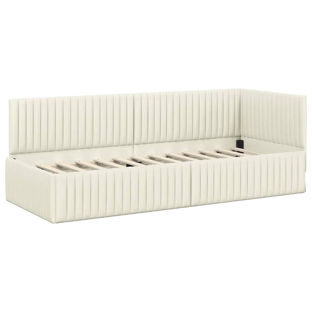 Sarokágy keret fejtámlával Krém 80 x 200 cm Bársony