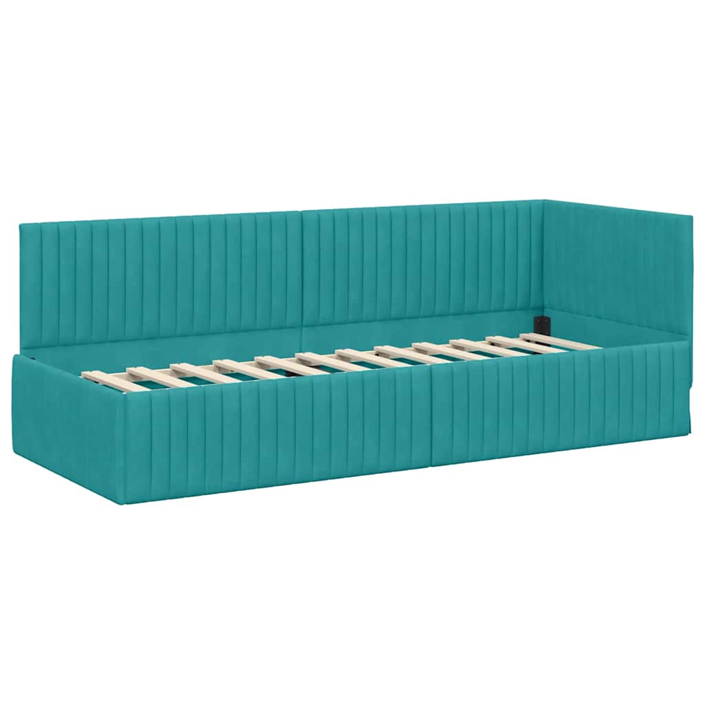 Sarokágy keret fejtámlával Türkiz 80 x 200 cm Bársony