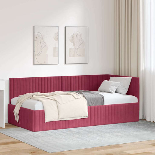 Sarokágy keret fejtámlával bordó 90 x 190 cm Bársony