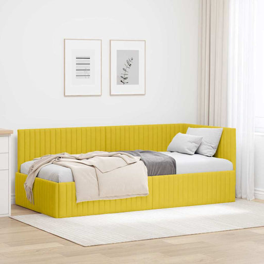 Sarokágy keret fejtámlával Sárga 90 x 190 cm Bársony