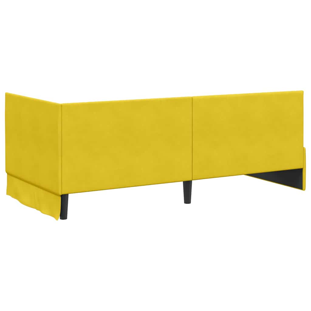 Sarokágy keret fejtámlával Sárga 90 x 190 cm Bársony