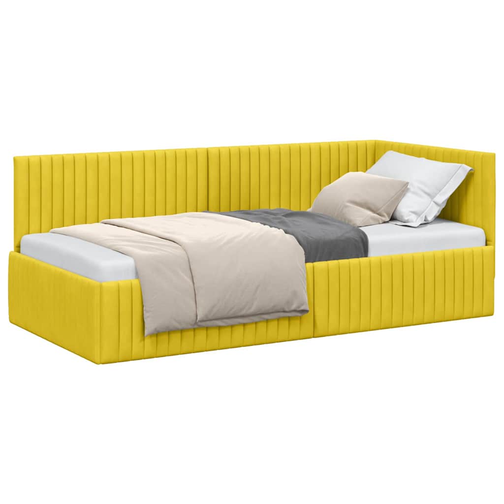 Sarokágy keret fejtámlával Sárga 90 x 190 cm Bársony