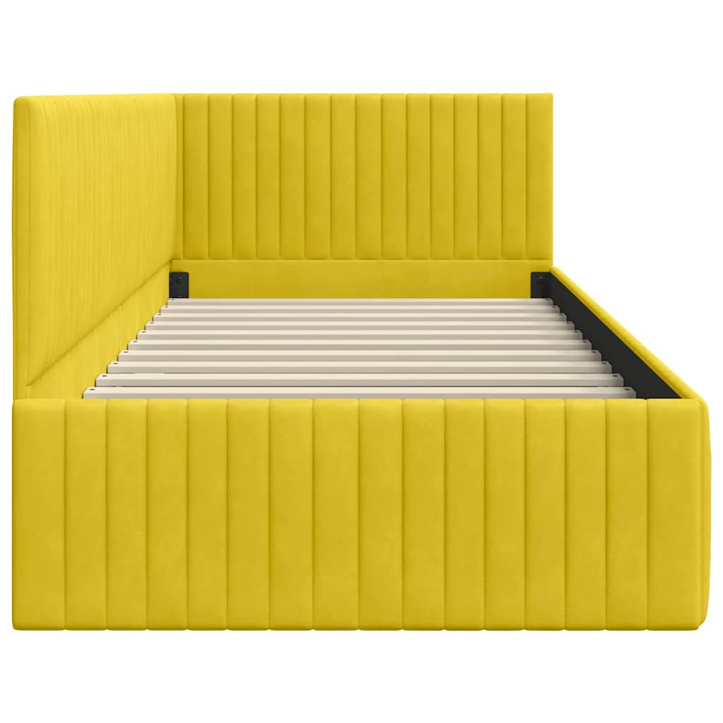 Sarokágy keret fejtámlával Sárga 90 x 190 cm Bársony