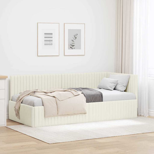 Sarokágy keret fejtámlával Krém 90 x 190 cm Bársony