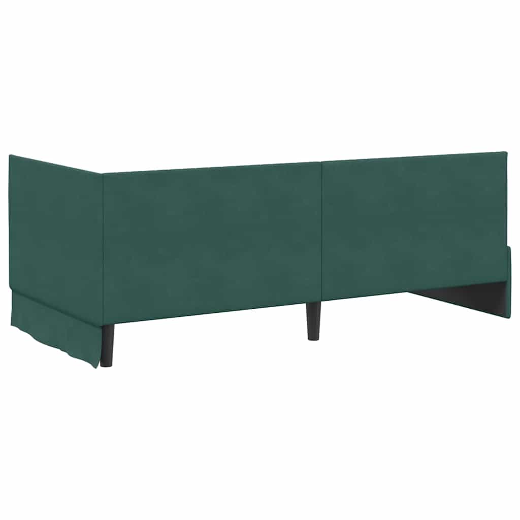 Sarokágy keret fejtámlával Sötétzöld 90 x 200 cm Bársony