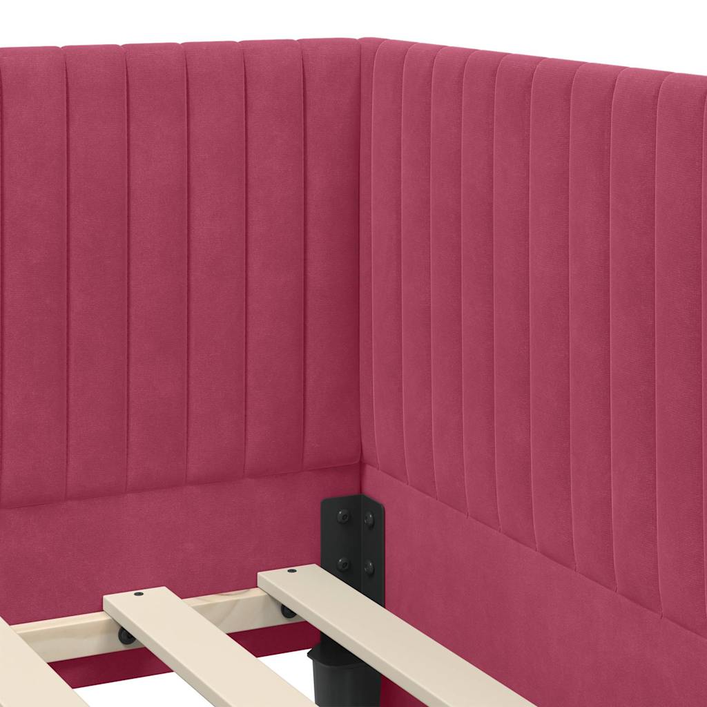 Sarokágy keret fejtámlával bordó 90 x 200 cm Bársony