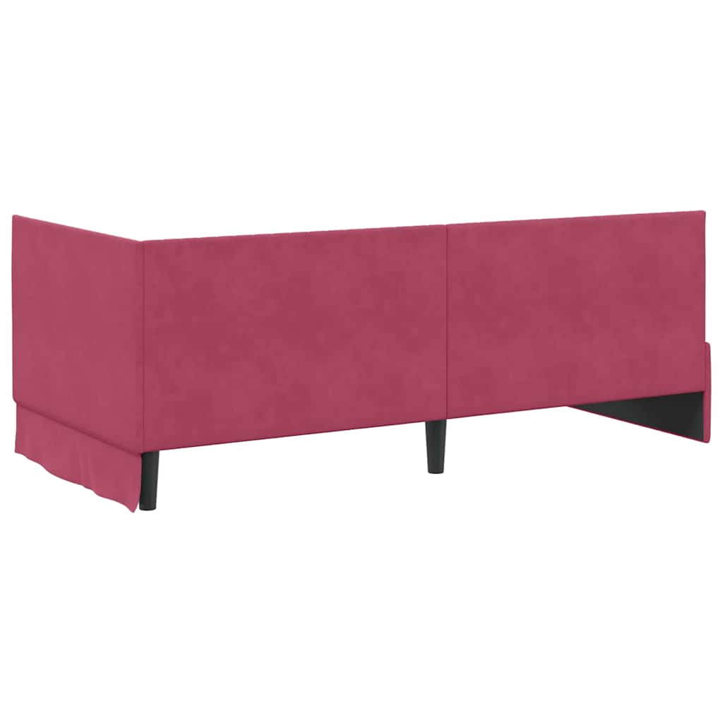 Sarokágy keret fejtámlával bordó 90 x 200 cm Bársony