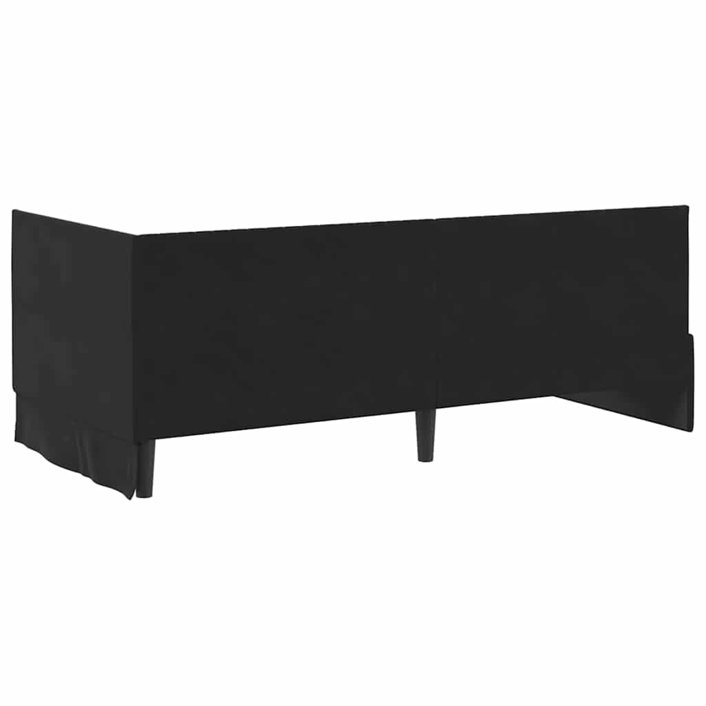 Sarokágy keret fejtámlával Fekete 90 x 200 cm Bársony